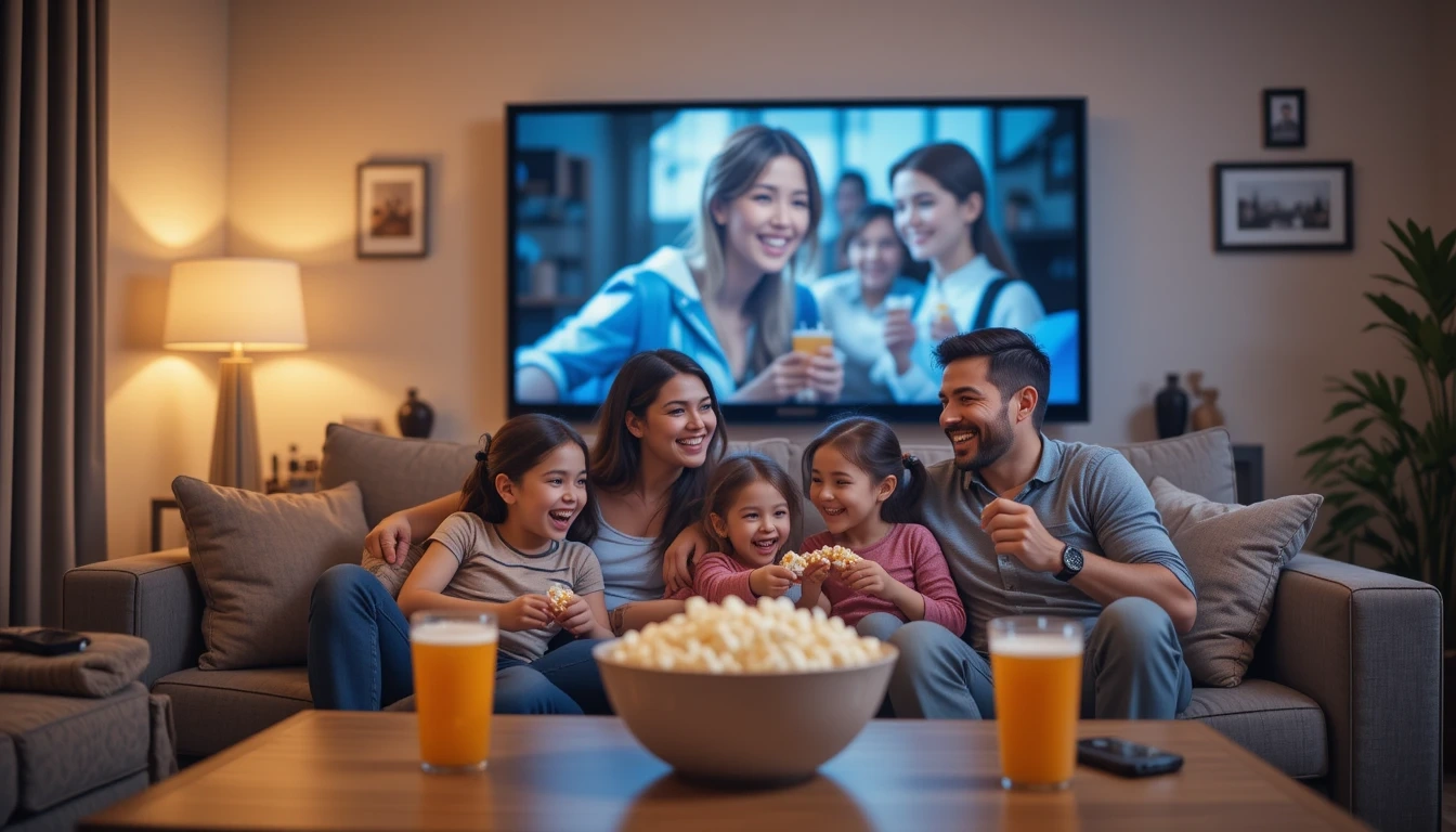 خانواده‌‌ی خوشحال در حال تماشای لیست 10 فیلم جذاب برای عید امسال