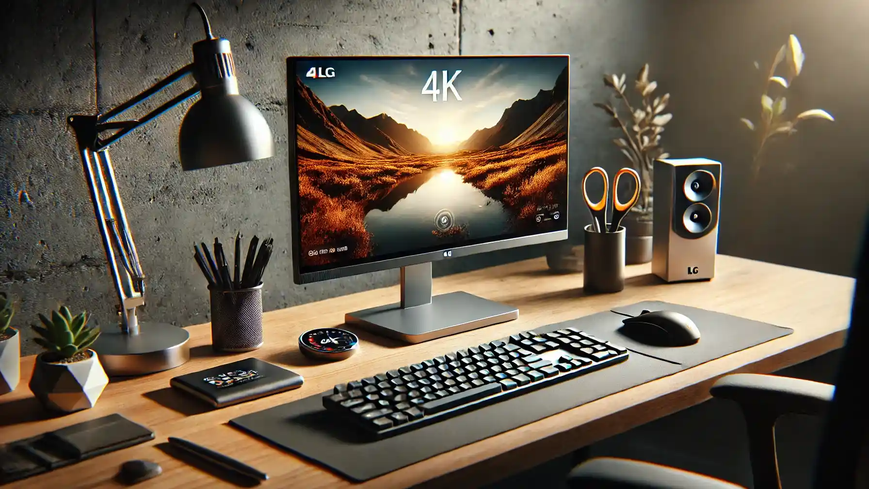 خرید مانیتور 4K ال جی در یک میز کاری مدرن با نمایشگر باکیفیت