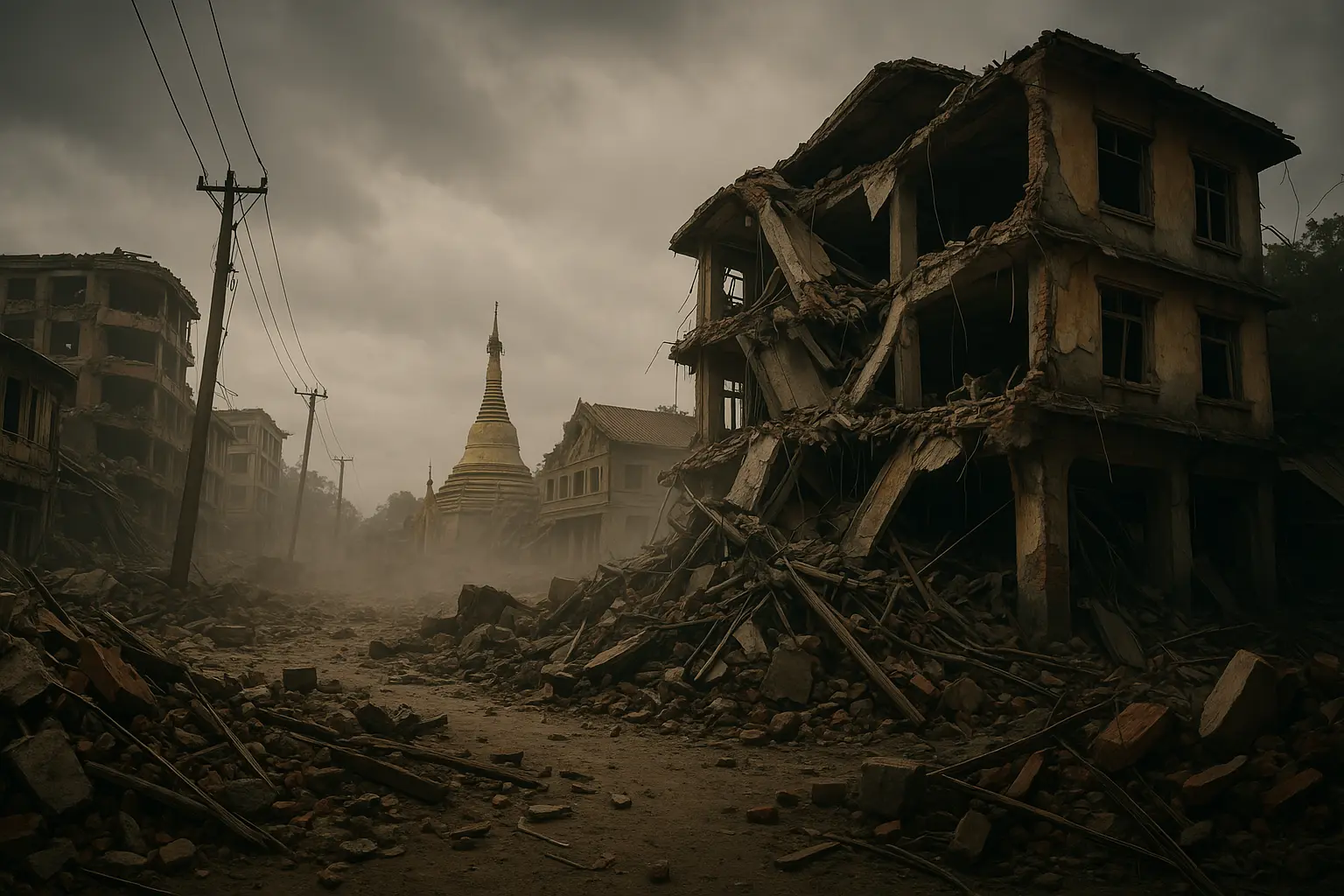 تصویر زلزله ویرانگر در میانمار