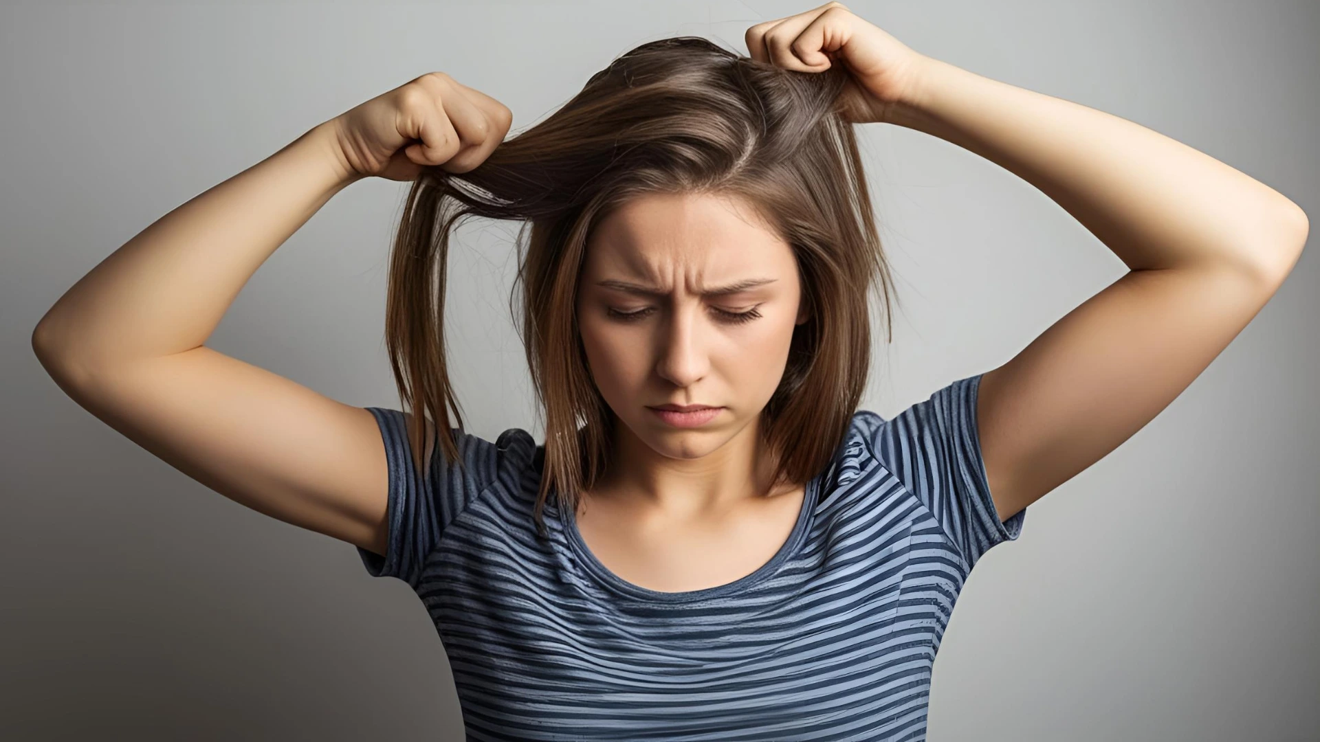 دختر در حال اذیت شدن از شپش سر