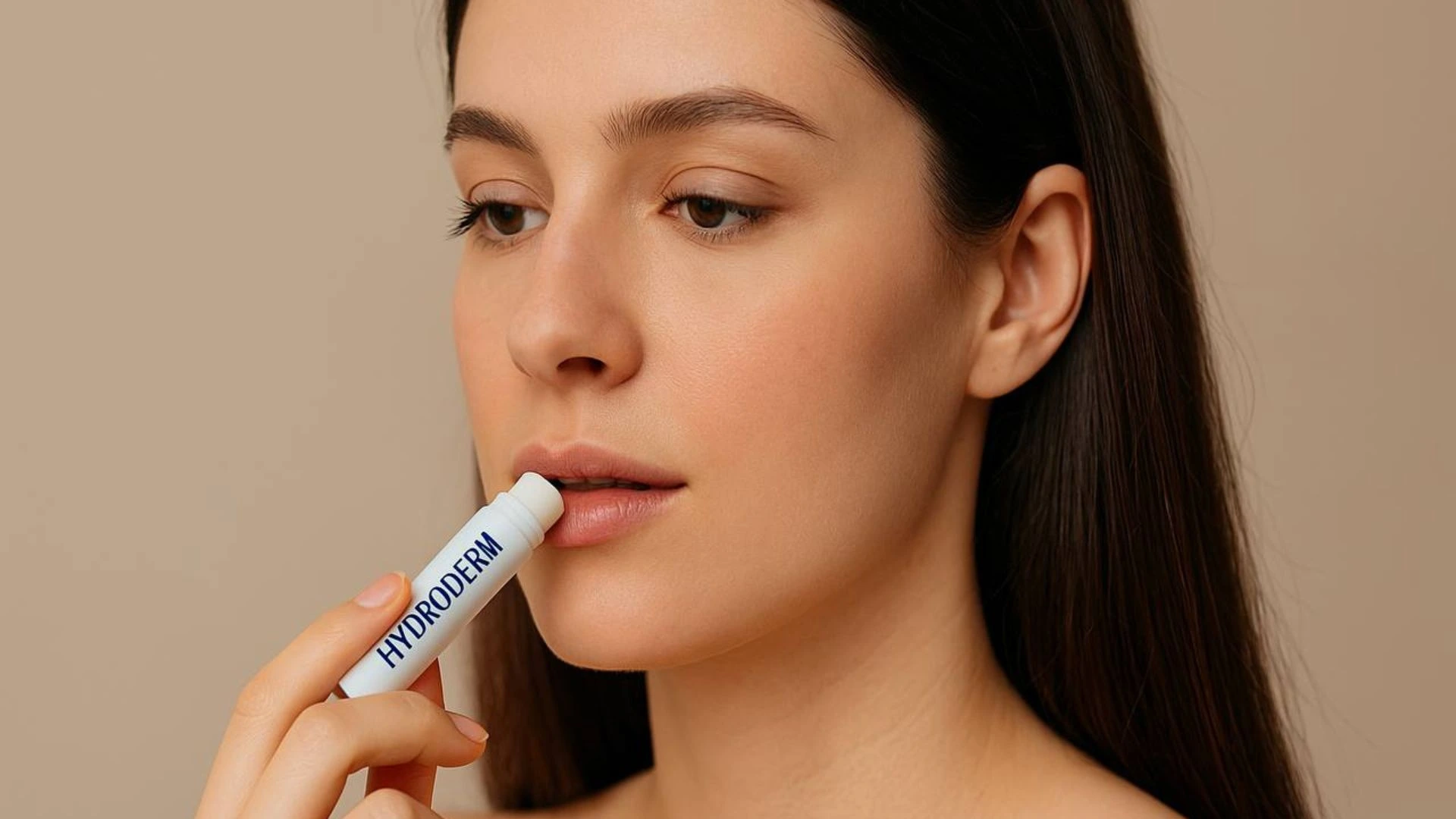 در حال استفاده از بالم لب هیدرودرم