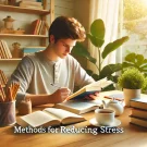 تصویری از یک دانش‌آموز در حال مطالعه با تمرکز بالا، نشان‌دهنده روش‌های کاهش استرس در دانش‌آموزان.