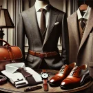 اصول استایل کلاسیک با کت و شلوار خوش‌دوخت، پیراهن سفید و کفش‌های چرم