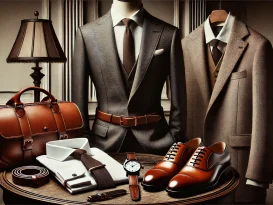 اصول استایل کلاسیک با کت و شلوار خوش‌دوخت، پیراهن سفید و کفش‌های چرم