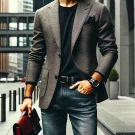 سبک کژوال اسمارت با ترکیب بلیزر، شلوار جین و کفش لوفر در محیط شهری