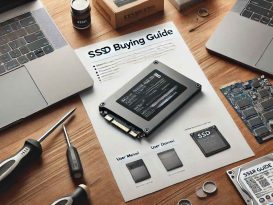 هارد SSD مدرن با طراحی شیک روی میز چوبی – راهنمای خرید هارد SSD