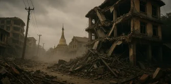 تصویر زلزله ویرانگر در میانمار