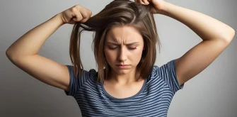 دختر در حال اذیت شدن از شپش سر