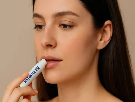 در حال استفاده از بالم لب هیدرودرم