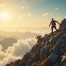 تصویر یک مرد در حال بالا رفتن از تپه،راهکار هایی برای افزایش قدرت اراده