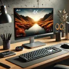 خرید مانیتور 4K ال جی در یک میز کاری مدرن با نمایشگر باکیفیت
