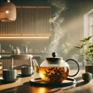 تصویر یک قوری دمنوش روی میز، مقاله ای در مورد دمنوش آرامبخش برای رفع استرس