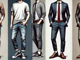 تفاوت استایل کژوال و رسمی، یک فرد با لباس غیررسمی در کنار فردی با لباس رسمی.